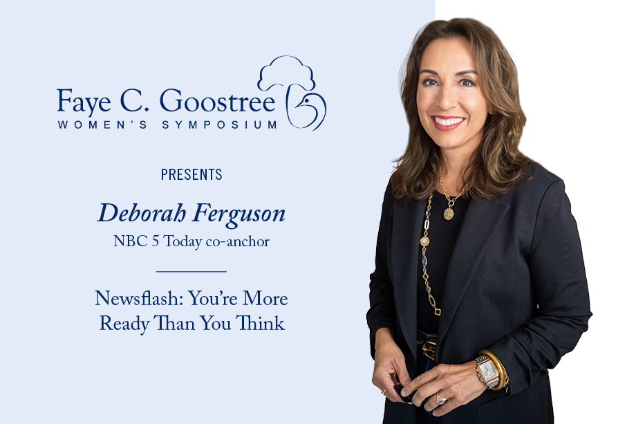 Deborah Ferguson blue and white background